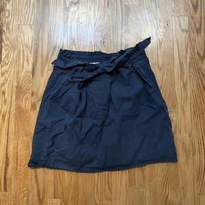 Navy Paperbag Cotton Mini Skirt